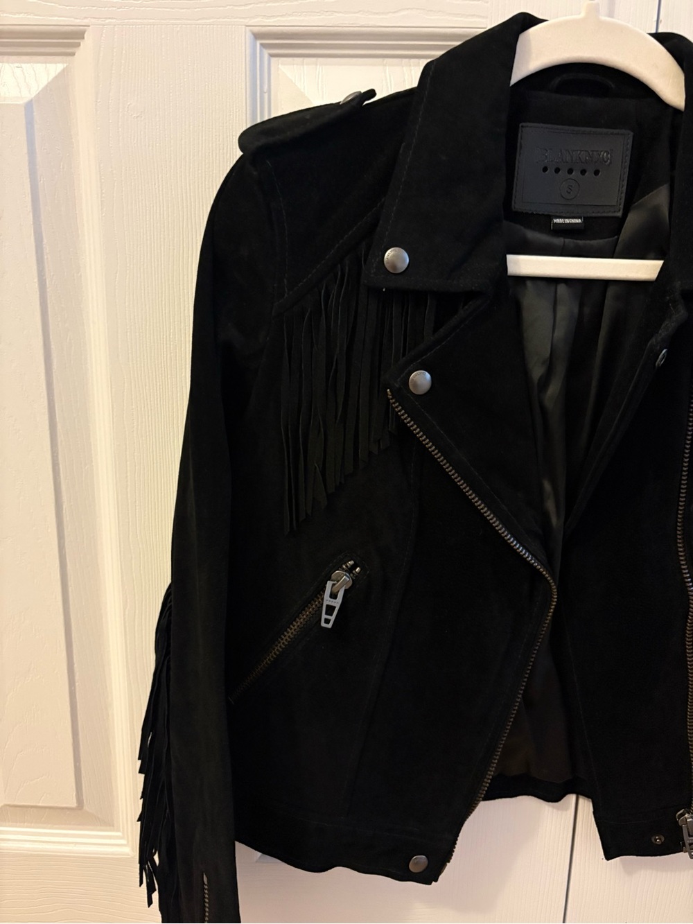 Blank NYC Black Suede Fringe Moto Jacket - Picture 2 of 5